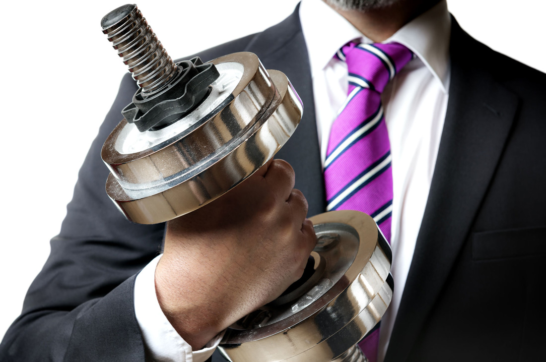 Businessperson and dumbbell