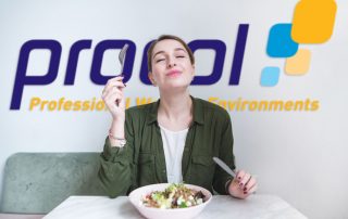 Woman eating a delicious meal with a knife and fork
